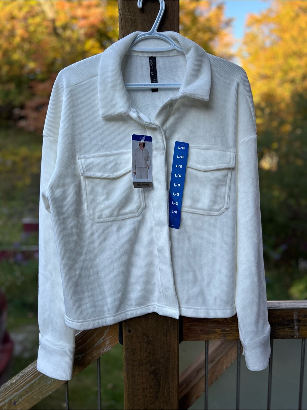 Mondetta Cream Button-Front Lightweight Jacket • Large
